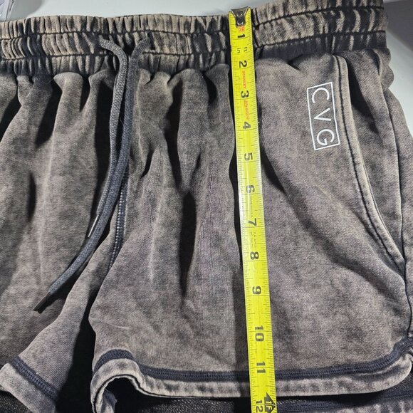 CVG Womens Washed Black sweat Shorts L Cotton/Polyester Blend Drawstring Pockets - Picture 6 of 7
